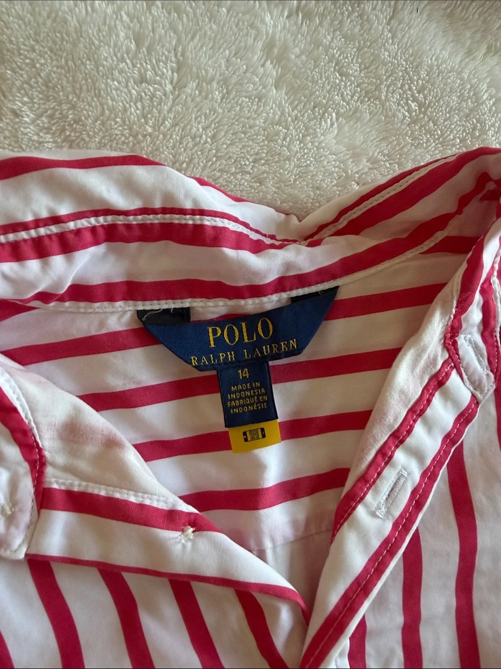 Polo by Ralph Lauren Pink & White Striped Button Shirt